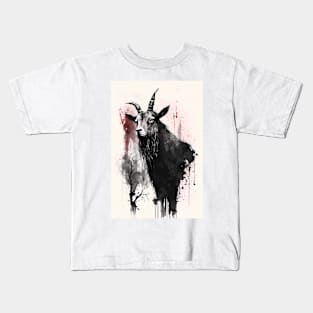 Ink Portrait of a Goat Kids T-Shirt